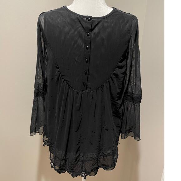 Indigo Thread Co. Black Mesh Lace Baby Doll Top Sz M Whimsigoth Fairygrunge - Picture 3 of 10
